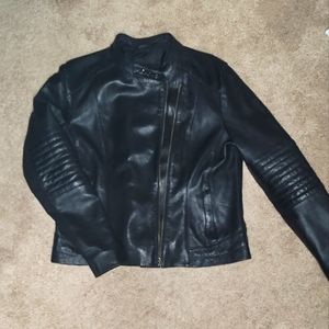 Xelement Women's ‘Quilt’ Black Leather Racer Style Scuba Jacket with Hood